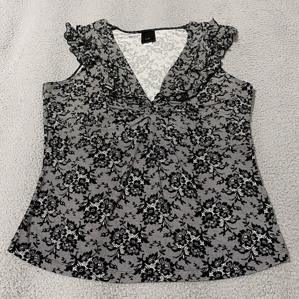JTB Top Womens XL Black Sleeveless Floral Babydoll Grunge Fairy Whimsigoth Y2K